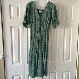 Like New Abercrombie & Fitch Puff Sleeve Polka Dot Midi Dress - Size XS